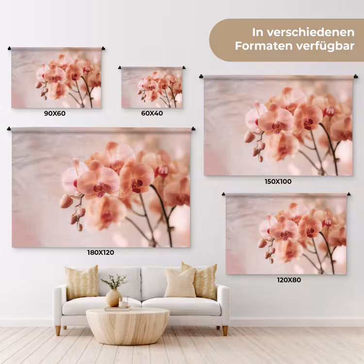 Orchidee - Bloemen - Roze - Bloemblaadjes Wandkleed katoen klein -tsfeer8_DE