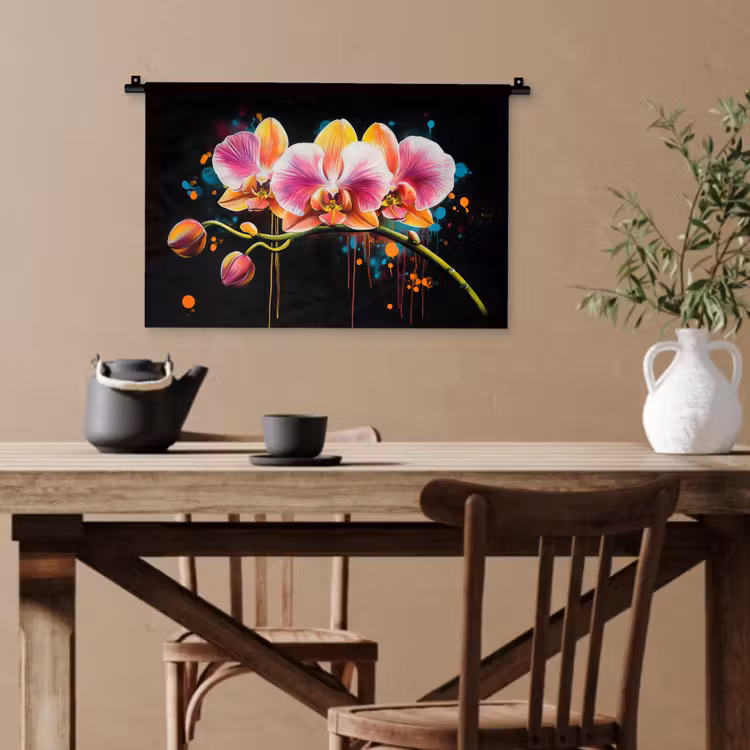 Orchidee - Graffiti - Kleurrijk - Bloemen - Abstract Wandkleed katoen klein -sfeer6