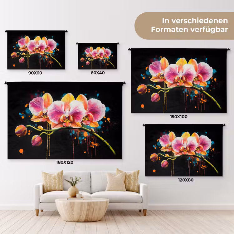 Orchidee - Graffiti - Kleurrijk - Bloemen - Abstract Wandkleed katoen klein -tsfeer8_DE