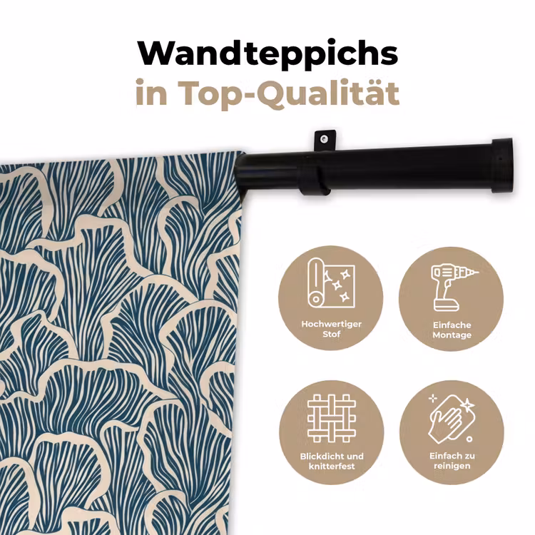 Organisch - Blauw - Crème - Schelpen Wandkleed katoen klein 269 -tsfeer2_DE