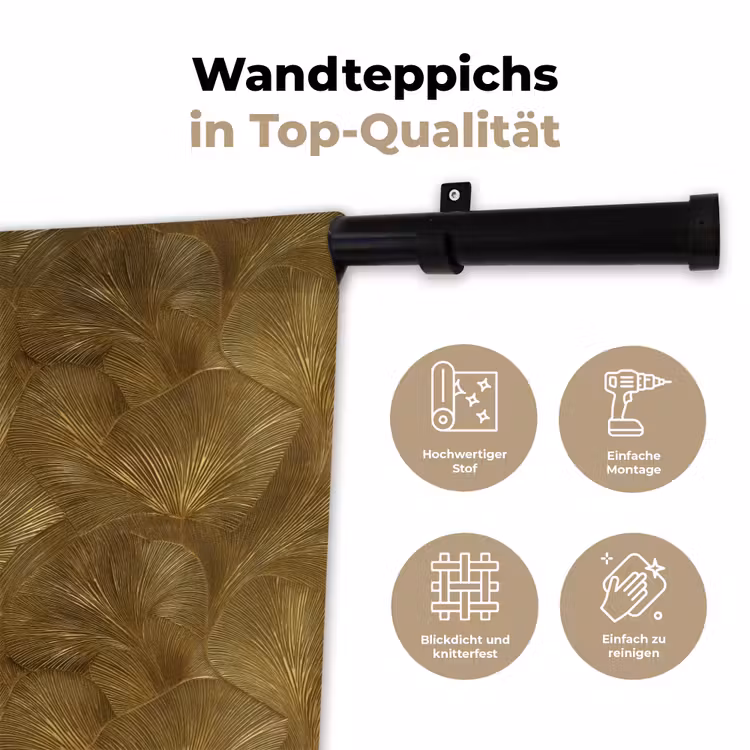 Organisch - Lijnen - Goud Wandkleed katoen klein 269 -tsfeer2_DE