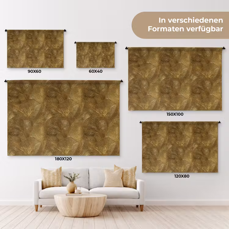 Organisch - Lijnen - Goud Wandkleed katoen klein 269 -tsfeer8_DE