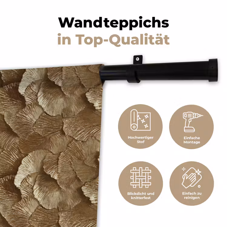 Organisch - Patroon - Bladeren - Goud Wandkleed katoen klein 269 -tsfeer2_DE