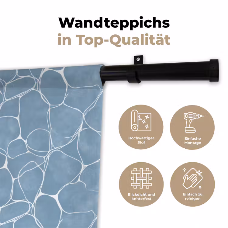 Organisch - Patroon - Blauw Wandkleed katoen klein 269 -tsfeer2_DE