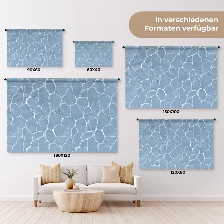 Organisch - Patroon - Blauw Wandkleed katoen klein 269 -tsfeer8_DE