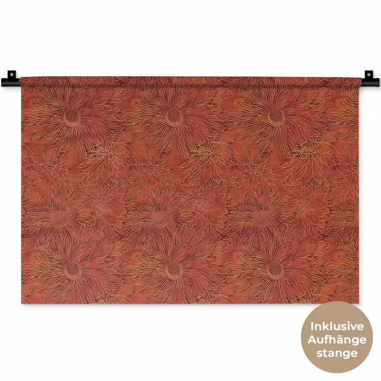 Oosters - Bloemen - Terracotta Wandkleed katoen klein 269 -t3d_DE