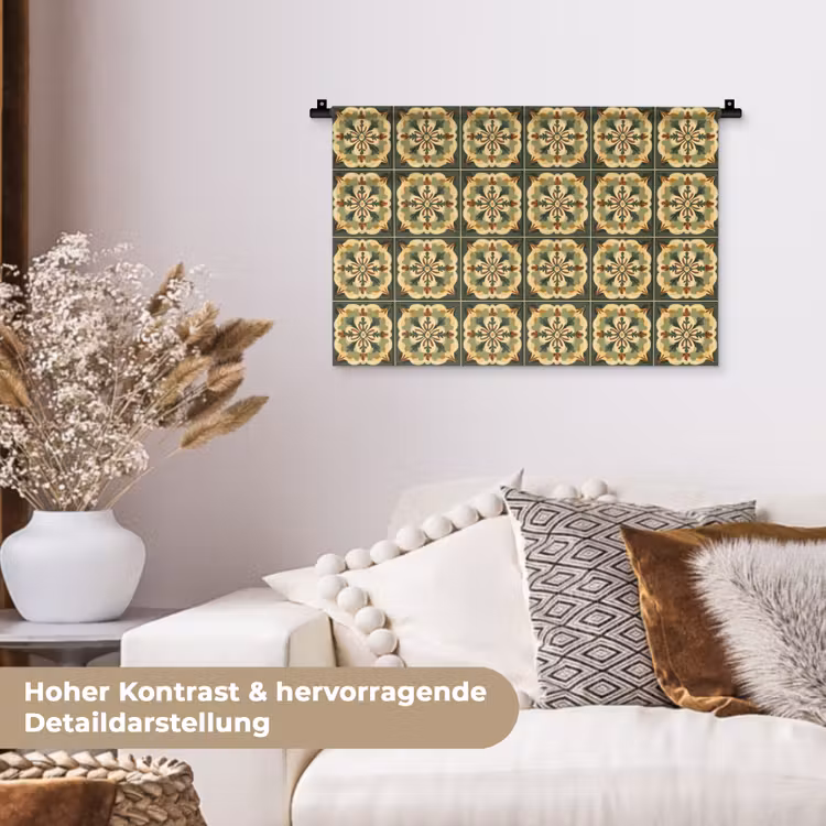 Ornament - Patroon - Groen Wandkleed katoen klein 269 -tsfeer1_DE