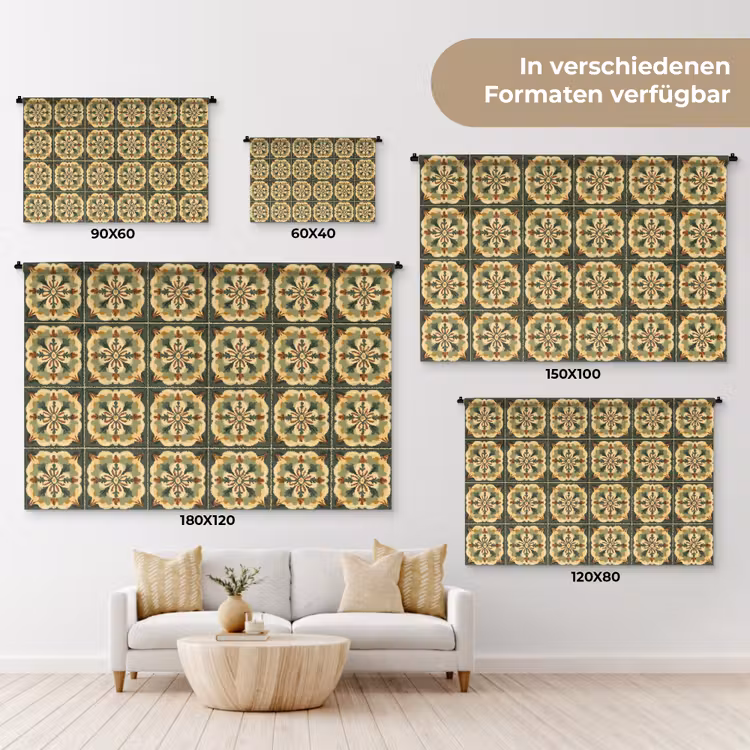 Ornament - Patroon - Groen Wandkleed katoen klein 269 -tsfeer8_DE