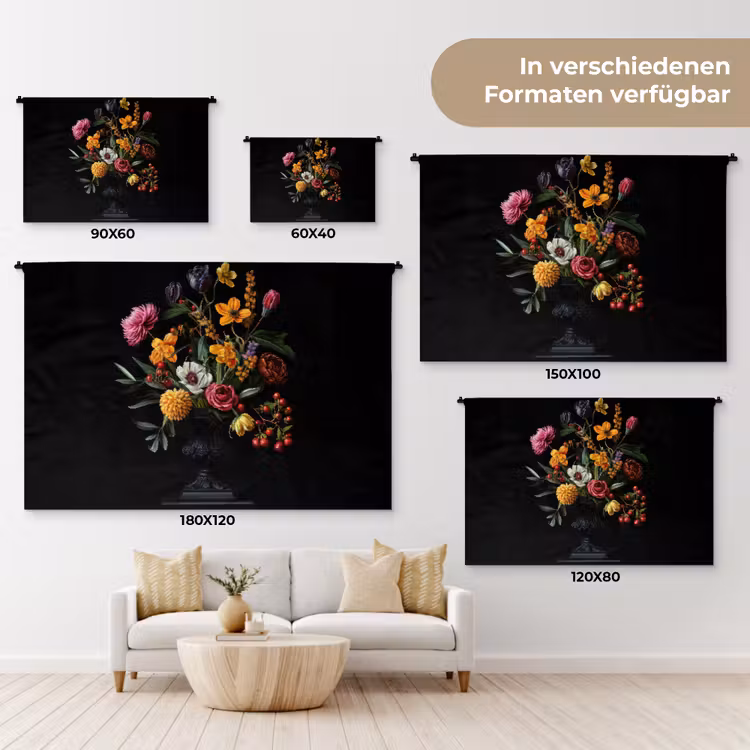 Sierlijk - Boeket - Bladeren Wandkleed katoen klein -tsfeer8_DE