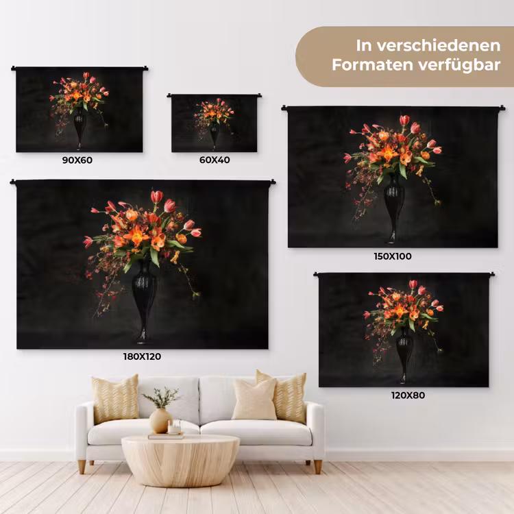 Sierlijk - Boeket - Vaas Wandkleed katoen klein -tsfeer8_DE