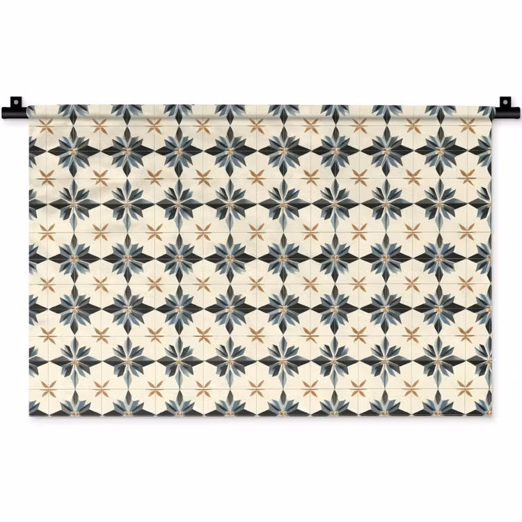 Sierlijk - Ornament - Blauw Wandkleed katoen klein 269 -zz3d