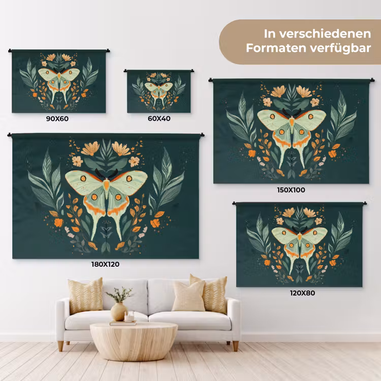 Sierlijk - Vlinder - Groen - Bladeren Wandkleed katoen klein -tsfeer8_DE
