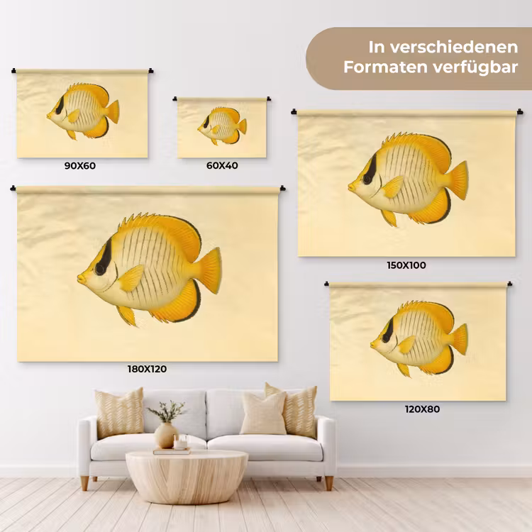 Ovaal - Vis - Geel - Schubben Wandkleed katoen klein -tsfeer8_DE