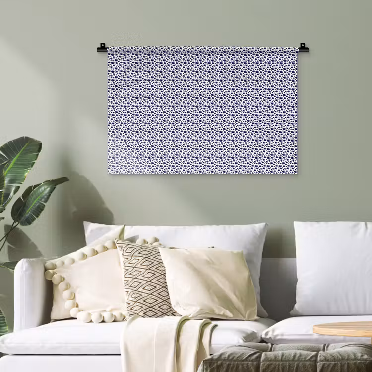 Oceaan - Bubbel - Blauw - Wit Wandkleed katoen klein 269 -sfeer7
