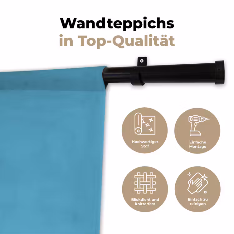 Ocean - Teal - Blauw Wandkleed katoen klein 269 -tsfeer2_DE