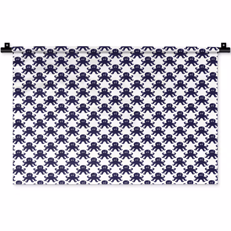 Oceaan - Octo - Blauw - Wit Wandkleed katoen klein 269 -zz3d