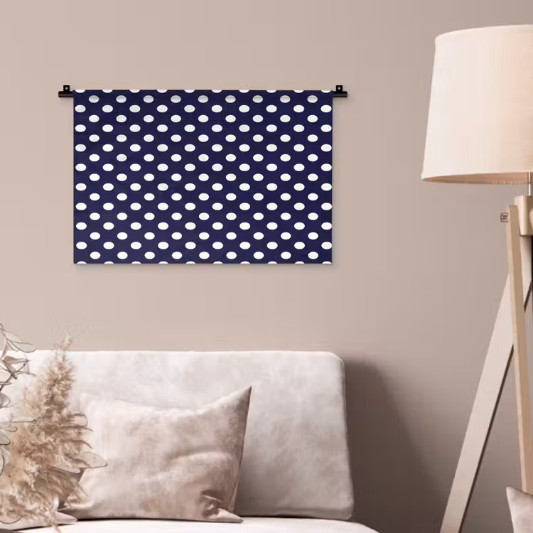 Oceaan - Stippen - Blauw - Wit Wandkleed katoen klein 269 -sfeer4
