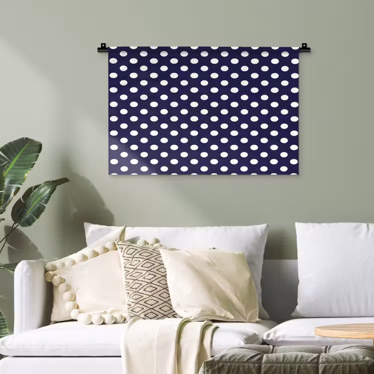 Oceaan - Stippen - Blauw - Wit Wandkleed katoen klein 269 -sfeer7