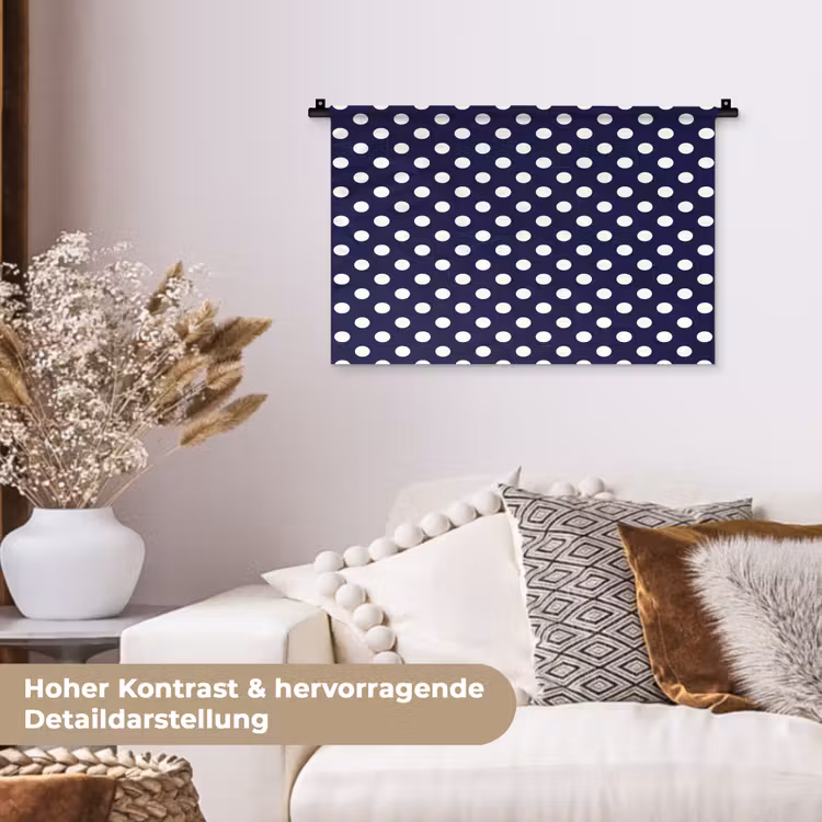 Oceaan - Stippen - Blauw - Wit Wandkleed katoen klein 269 -tsfeer1_DE