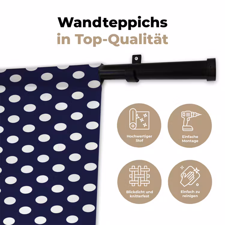 Oceaan - Stippen - Blauw - Wit Wandkleed katoen klein 269 -tsfeer2_DE