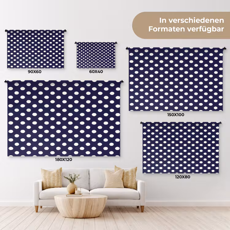 Oceaan - Stippen - Blauw - Wit Wandkleed katoen klein 269 -tsfeer8_DE