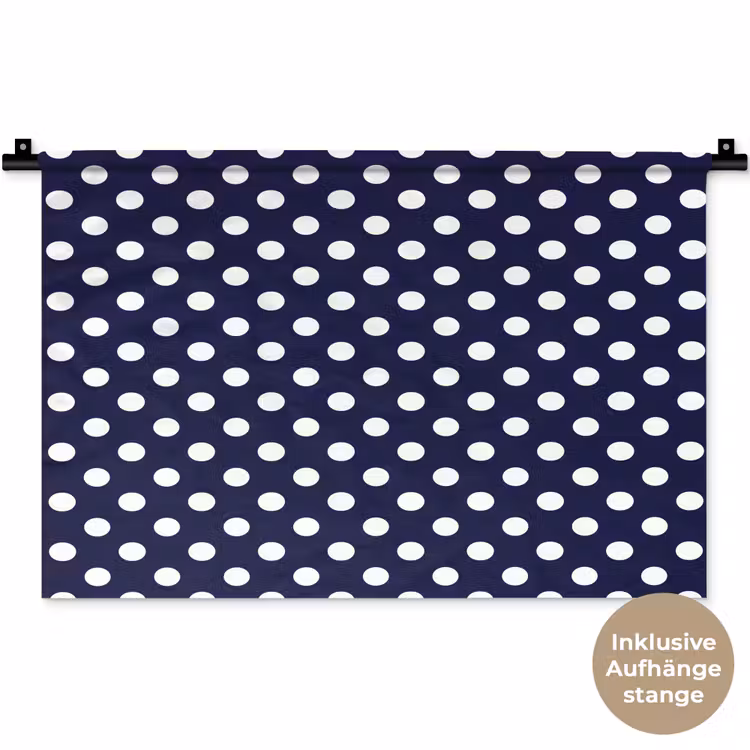 Oceaan - Stippen - Blauw - Wit Wandkleed katoen klein 269 -t3d_DE