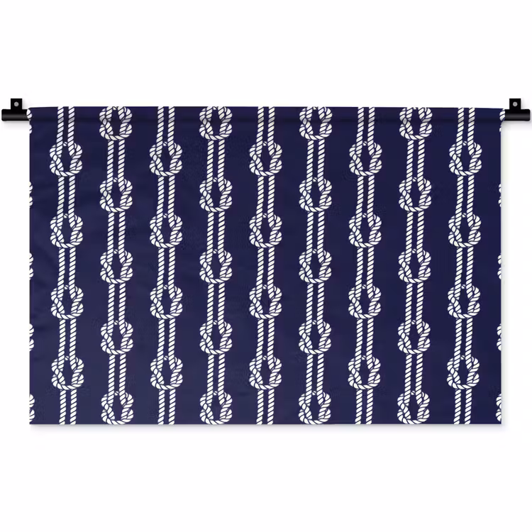 Oceaan - Touw - Blauw - Wit Wandkleed katoen klein 269 -zz3d