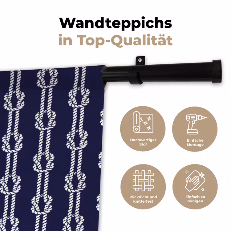 Oceaan - Touw - Blauw - Wit Wandkleed katoen klein 269 -tsfeer2_DE