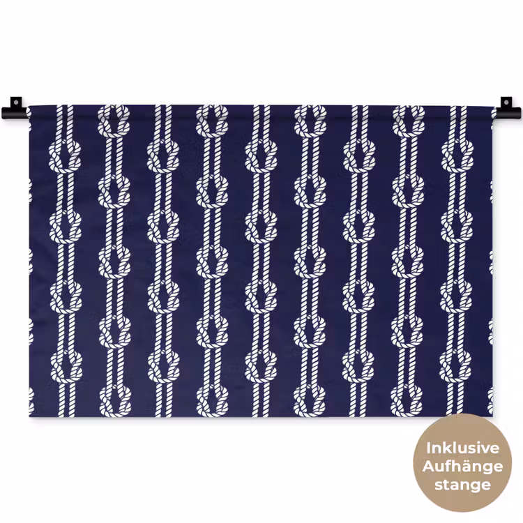 Oceaan - Touw - Blauw - Wit Wandkleed katoen klein 269 -t3d_DE