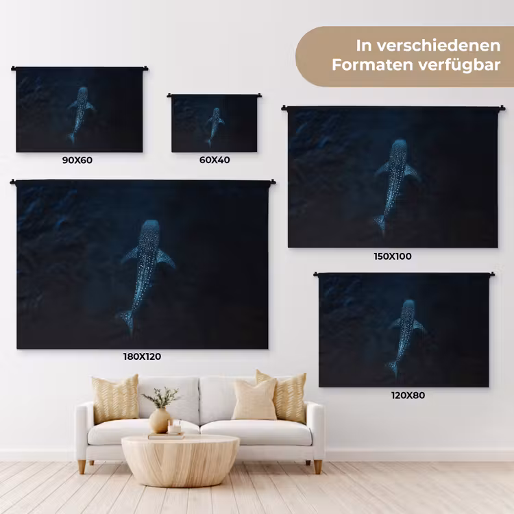 Oceaan - Walvishaai - Donkerblauw - Vlekken Wandkleed katoen klein -tsfeer8_DE