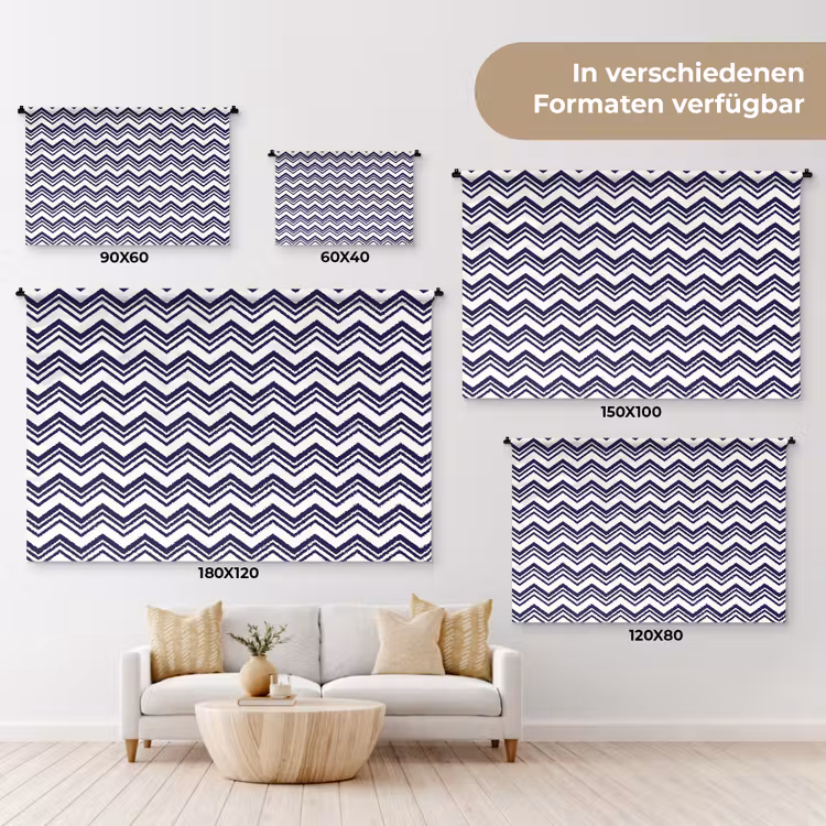 Oceaan - Golven - Blauw - Wit Wandkleed katoen klein 269 -tsfeer8_DE