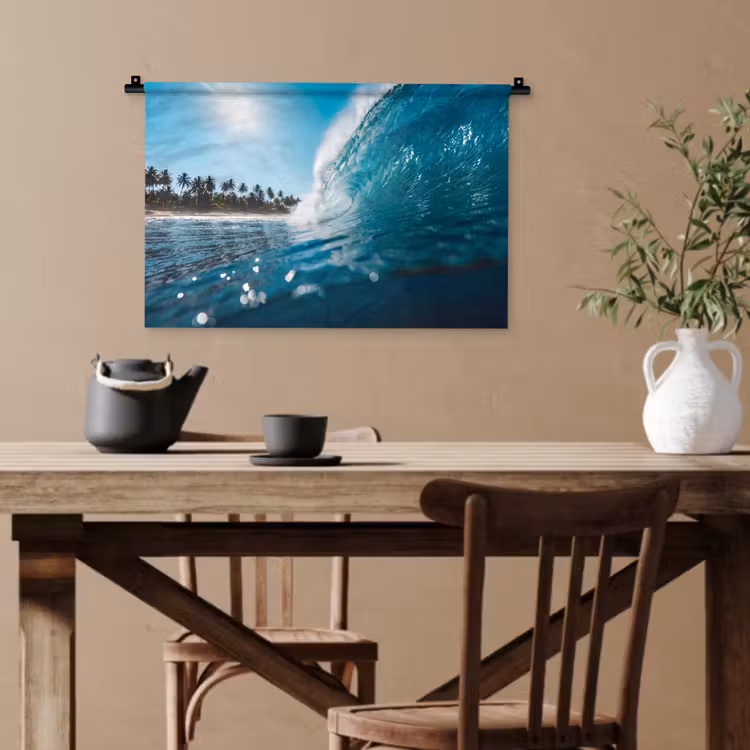 Oceaan - Golf - Strand - Natuur - Blauw Wandkleed katoen klein -sfeer6