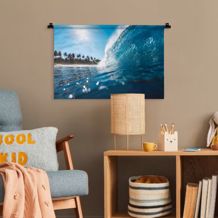Oceaan - Golf - Strand - Natuur - Blauw Wandkleed katoen klein -wsfeer4_kind