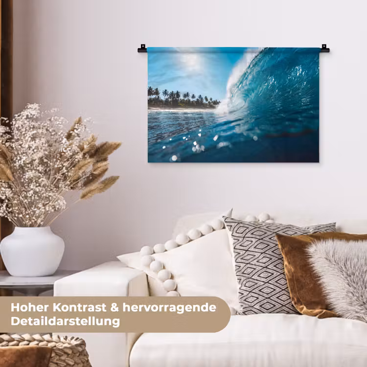 Oceaan - Golf - Strand - Natuur - Blauw Wandkleed katoen klein -tsfeer1_DE