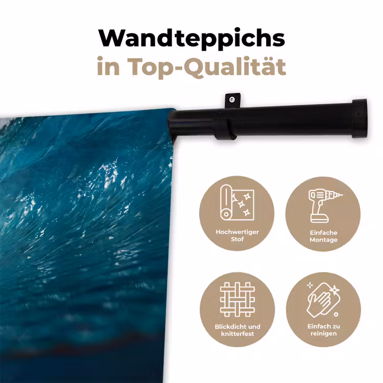 Oceaan - Golf - Strand - Natuur - Blauw Wandkleed katoen klein -tsfeer2_DE