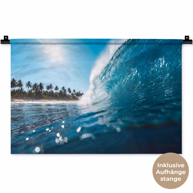Oceaan - Golf - Strand - Natuur - Blauw Wandkleed katoen klein -t3d_DE
