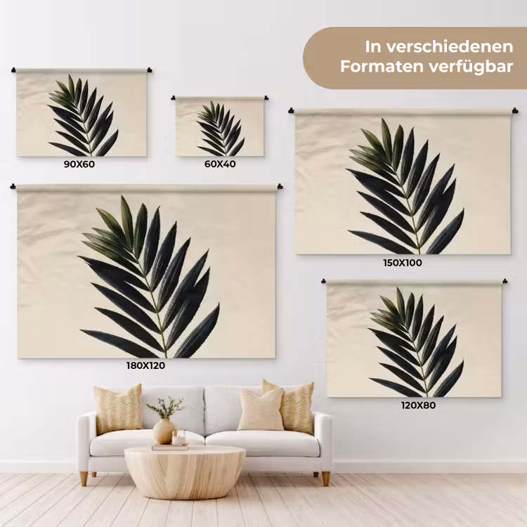 Palmblad - Donkere bladen - Subtiel Wandkleed katoen klein -tsfeer8_DE