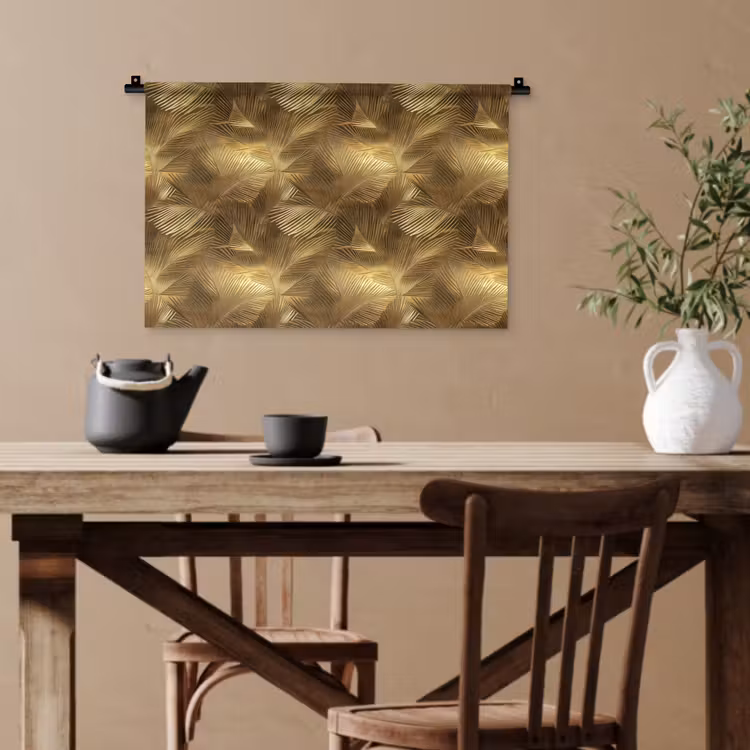 Palm - Waaier - Goud Wandkleed katoen klein 269 -sfeer6