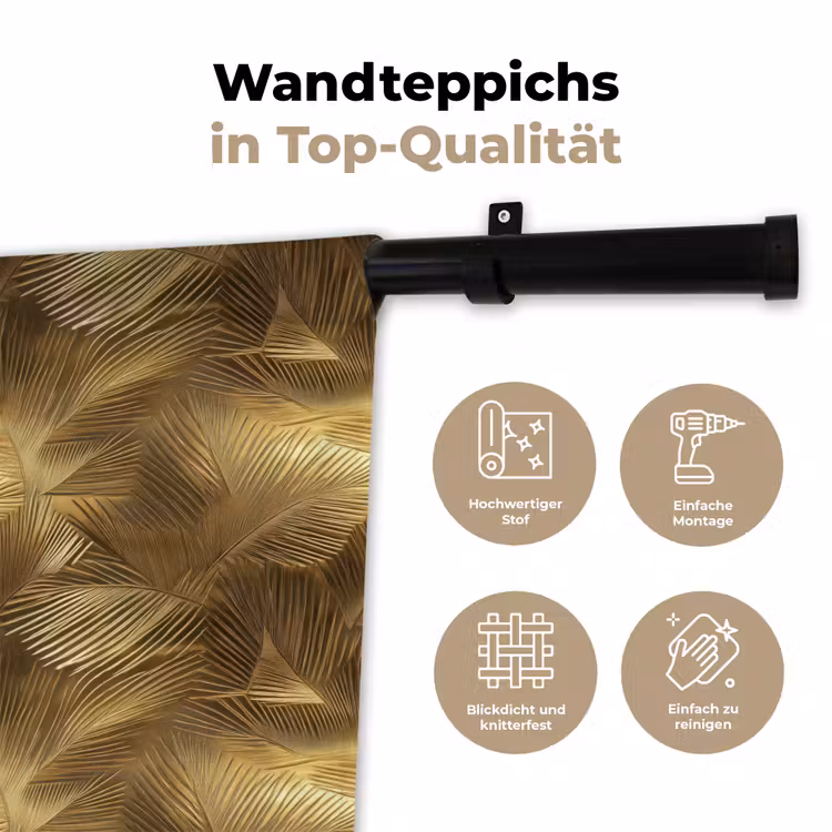 Palm - Waaier - Goud Wandkleed katoen klein 269 -tsfeer2_DE