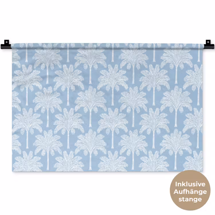 Palmboom - Modern - Blauw Wandkleed katoen klein 269 -t3d_DE