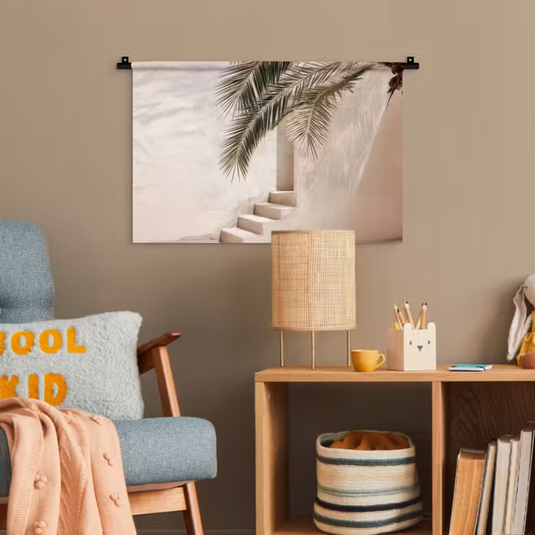 Palmboom - Schaduw - Trap - Beige Wandkleed katoen klein -wsfeer4_kind