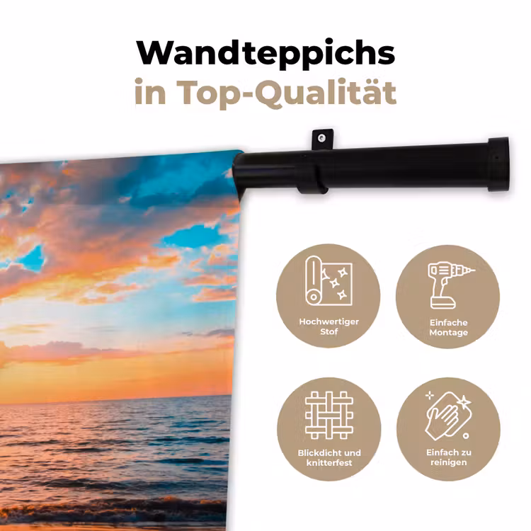 Palme - Sonnenuntergang - Horizont - Strand - Meer - Tropisch Wandkleed katoen klein -tsfeer2_DE