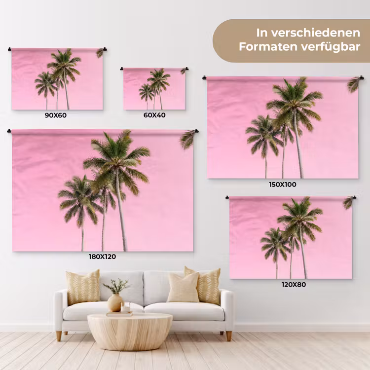 Palmboom - Tropisch - Pink Wandkleed katoen klein -tsfeer8_DE