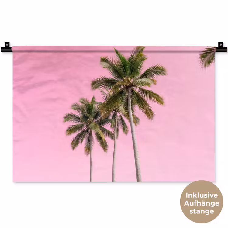 Palmboom - Tropisch - Pink Wandkleed katoen klein -t3d_DE