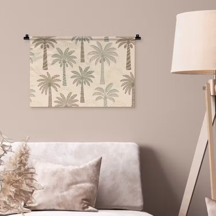 Palmbomen - Patroon - Tropisch - Beige Wandkleed katoen klein -sfeer4