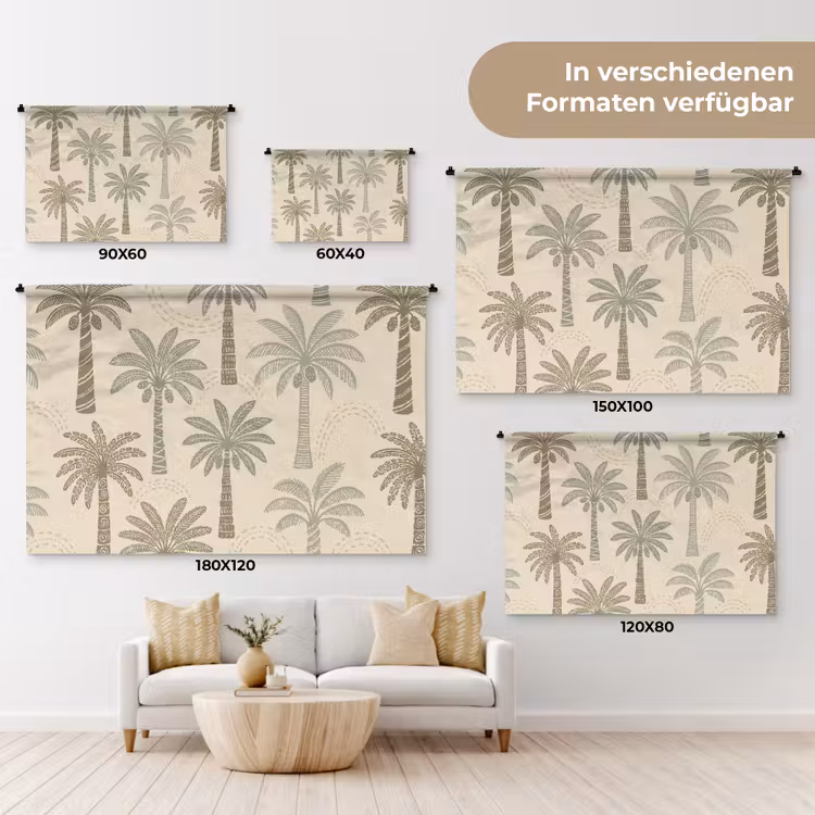 Palmbomen - Patroon - Tropisch - Beige Wandkleed katoen klein -tsfeer8_DE