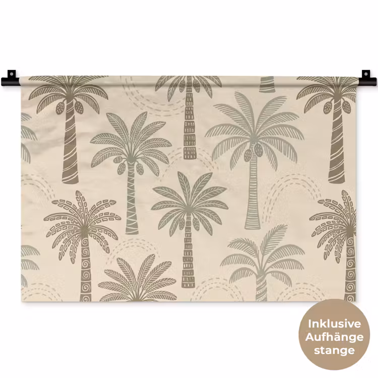 Palmbomen - Patroon - Tropisch - Beige Wandkleed katoen klein -t3d_DE
