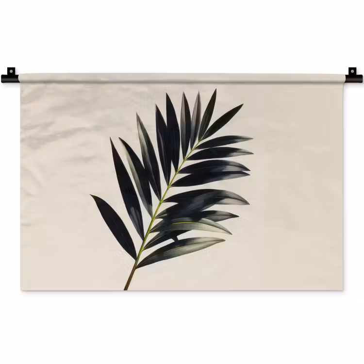 Palmblad - Subtiel - Groen - beige Wandkleed katoen klein -zz3d