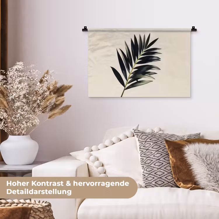 Palmblad - Subtiel - Groen - beige Wandkleed katoen klein -tsfeer1_DE