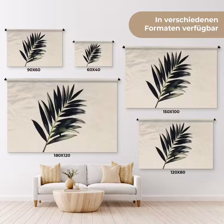 Palmblad - Subtiel - Groen - beige Wandkleed katoen klein -tsfeer8_DE